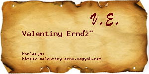 Valentiny Ernő névjegykártya
